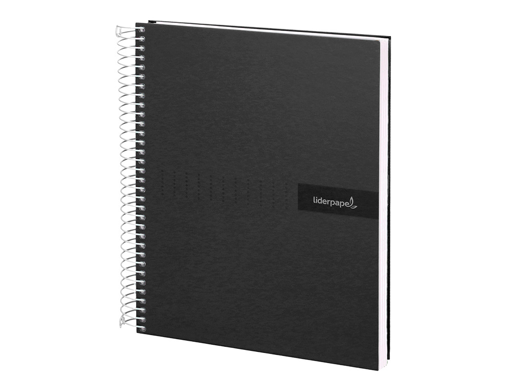 CUADERNO ESPIRAL LIDERPAPEL A4 CRAFTY TAPA FORRADA 80H 90 GR CUADRO 4MM CON MARGEN COLOR NEGRO