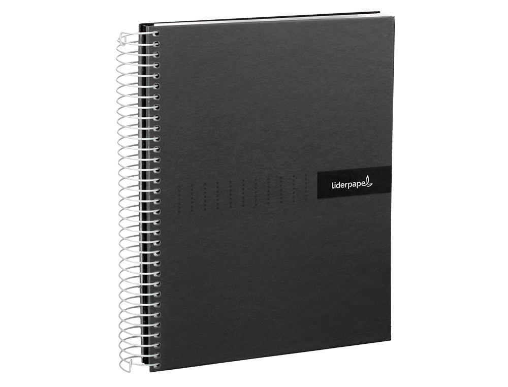 CUADERNO ESPIRAL LIDERPAPEL A4 CRAFTY TAPA FORRADA 80H 90 GR CUADRO 4MM CON MARGEN COLOR NEGRO