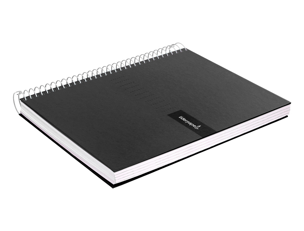 CUADERNO ESPIRAL LIDERPAPEL A4 CRAFTY TAPA FORRADA 80H 90 GR CUADRO 4MM CON MARGEN COLOR NEGRO