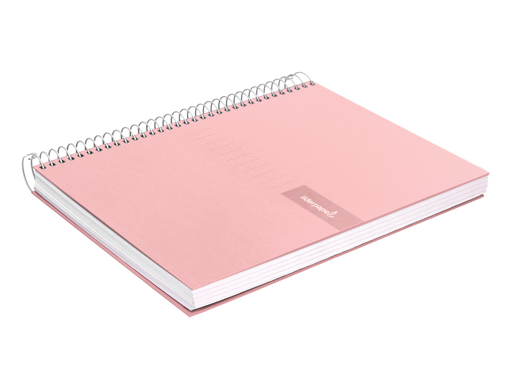CUADERNO ESPIRAL LIDERPAPEL A4 CRAFTY TAPA FORRADA 80H 90 GR CUADRO 4MM CON MARGEN COLOR ROSA