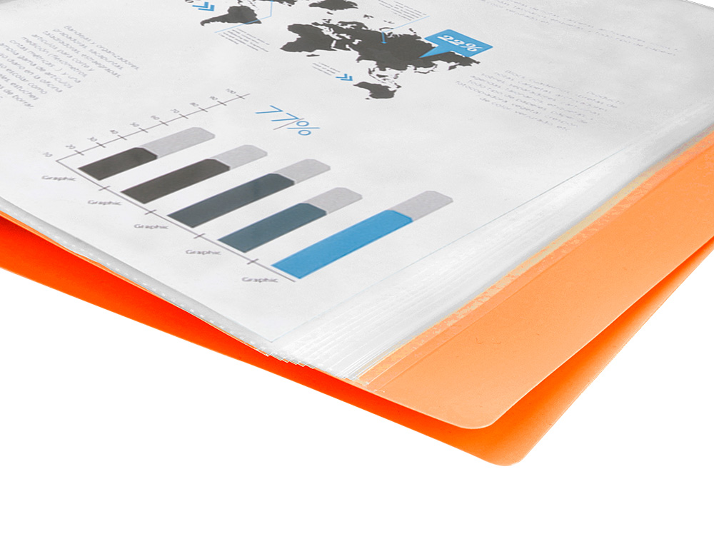 CARPETA LIDERPAPEL ESCAPARATE 30 FUNDAS POLIPROPILENO DIN A4 NARANJA FLUOR OPACO