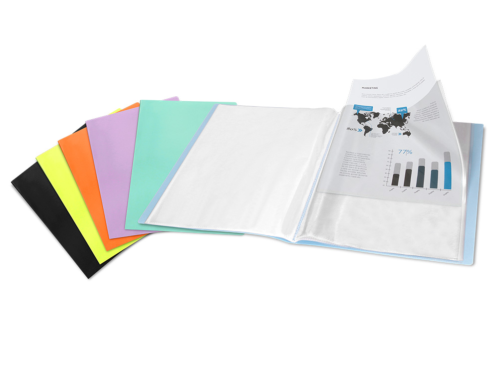 CARPETA LIDERPAPEL ESCAPARATE 40 FUNDAS POLIPROPILENO DIN A4 VERDE MANZANA OPACO