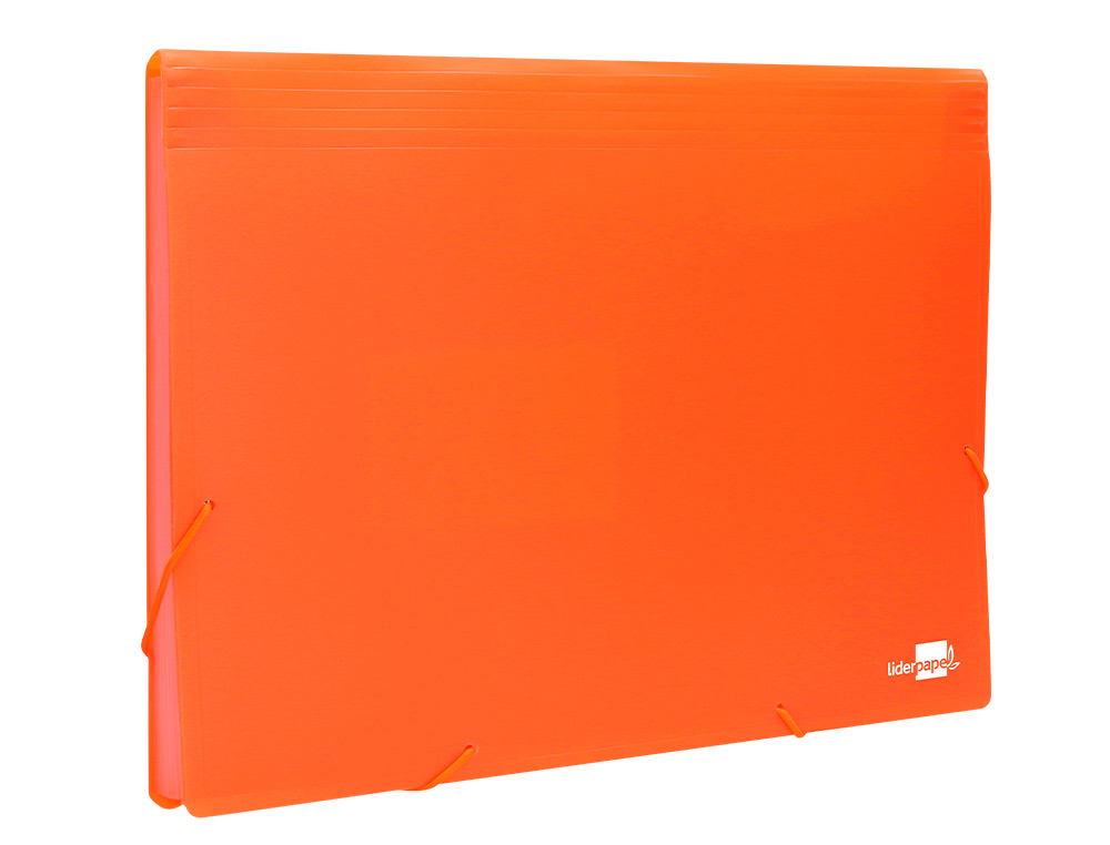 CARPETA LIDERPAPEL CLASIFICADOR FUELLE POLIPROPILENO DIN A4 NARANJA FLUOR OPACO 13 DEPARTAMENTOS