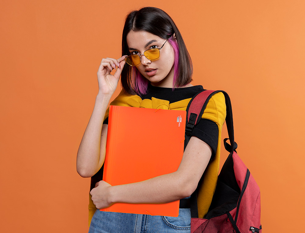 CARPETA LIDERPAPEL CLASIFICADOR FUELLE POLIPROPILENO DIN A4 NARANJA FLUOR OPACO 13 DEPARTAMENTOS