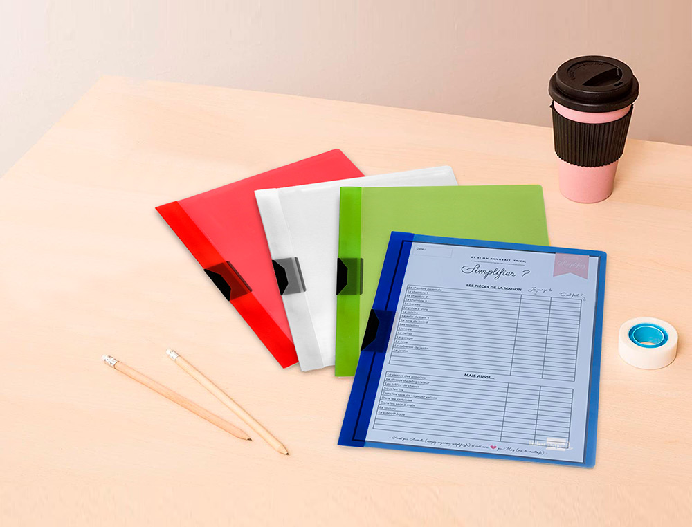 CARPETA LIDERPAPEL DOSSIER PINZA LATERAL POLIPROPILENO DIN A4 TRANSPARENTE 60 HOJAS PINZA DESLIZANTE