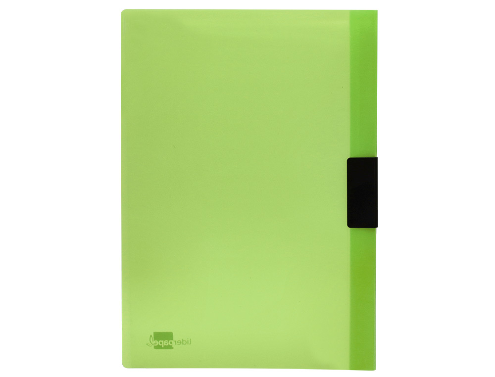 CARPETA LIDERPAPEL DOSSIER PINZA LATERAL POLIPROPILENO DIN A4 VERDE TRANSLUCIDO 60 HOJAS PINZA DESLIZANTE