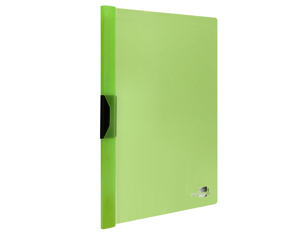 CARPETA LIDERPAPEL DOSSIER PINZA LATERAL POLIPROPILENO DIN A4 VERDE TRANSLUCIDO 60 HOJAS PINZA DESLIZANTE