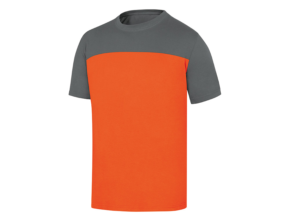 CAMISETA DE ALGODON DELTAPLUS COLOR GRIS/NARANJA TALLA 3XL