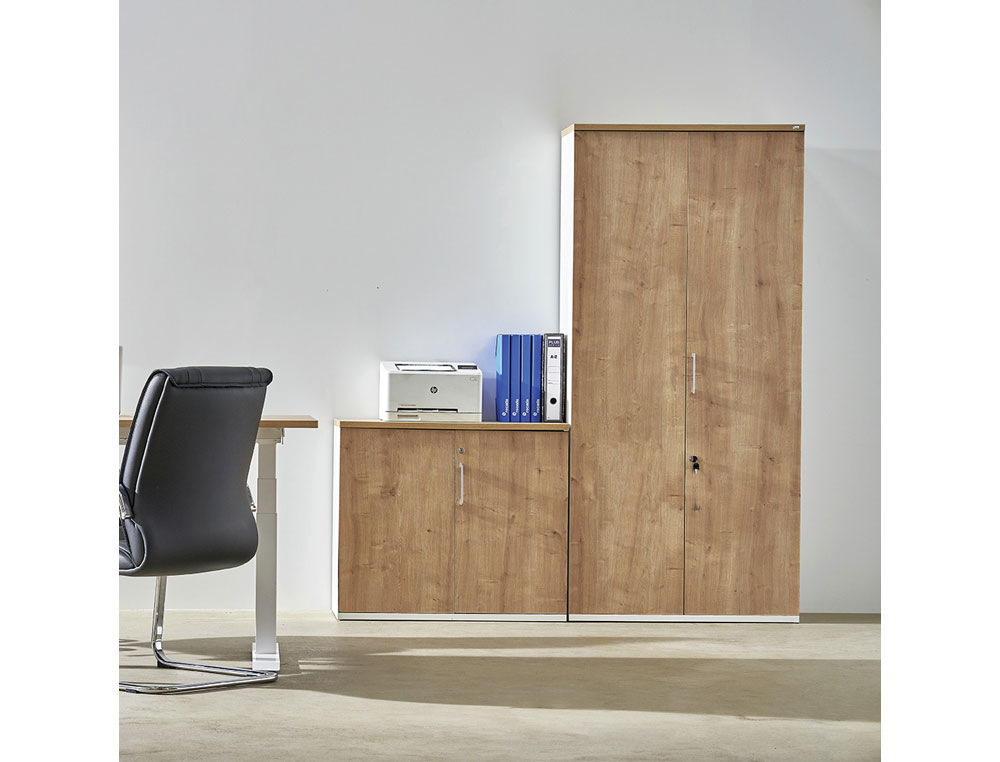 ARMARIO ROCADA CON CUATRO ESTANTES Y DOS PUERTAS SERIE STORE 195X90X45 CM ACABADO AN01 GRIS/HAYA