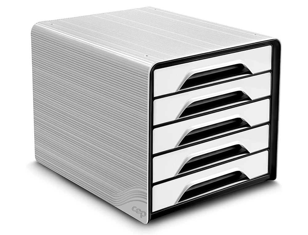 FICHERO CAJONES DE SOBREMESA CEP 5 CAJONES BLANCO/NEGRO 360X288X270 MM