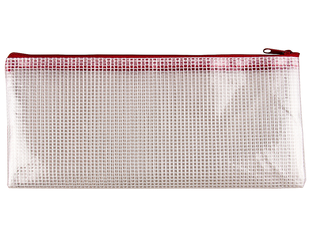 BOLSA MULTIUSOS Q-CONNECT MALLA CHEQUE 250X115 MM APERTURA SUPERIOR CON CREMALLERA ROJO