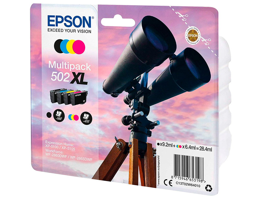 INK-JET EPSON 502 XL XP-5105 MULTIPACK NEGRO AMARILLO CIAN Y MAGENTA