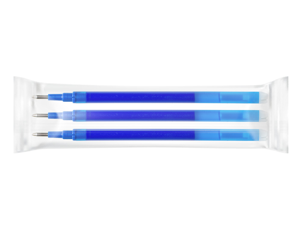 RECAMBIO BOLIGRAFO Q-CONNECT RETRACTIL KF11058 BORRABLE AZUL CAJA DE 3 UNIDADES