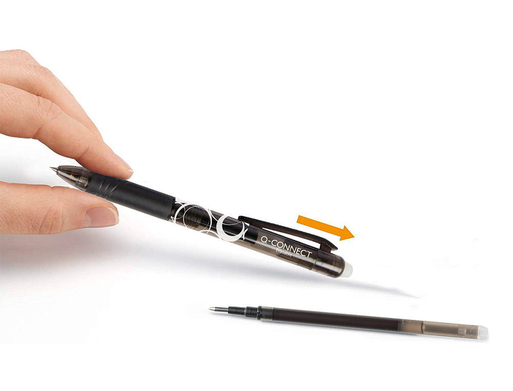 RECAMBIO BOLIGRAFO Q-CONNECT RETRACTIL KF11057 BORRABLE NEGRO CAJA DE 3 UNIDADES