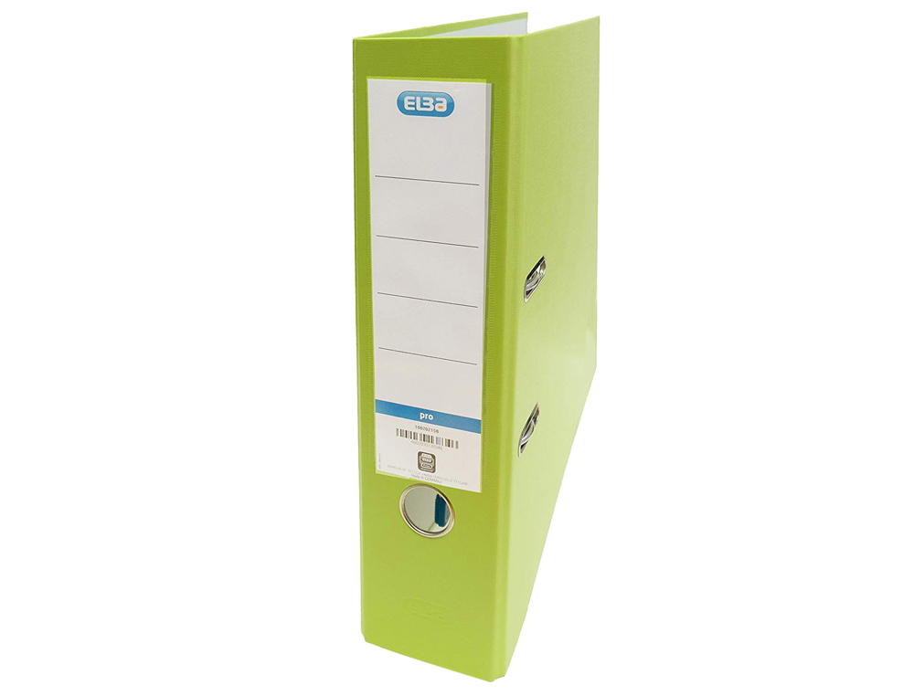 ARCHIVADOR DE PALANCA ELBA CARTON FORRADO PVC CON RADO TOP FOLIO LOMO 80 MM VERDE LIMA