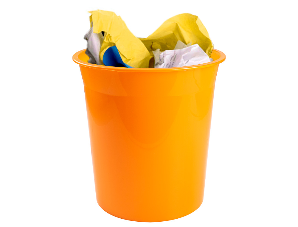 PAPELERA PLASTICO Q-CONNECT NARANJA TRANSLUCIDO 13 LITROS 275X285 MM