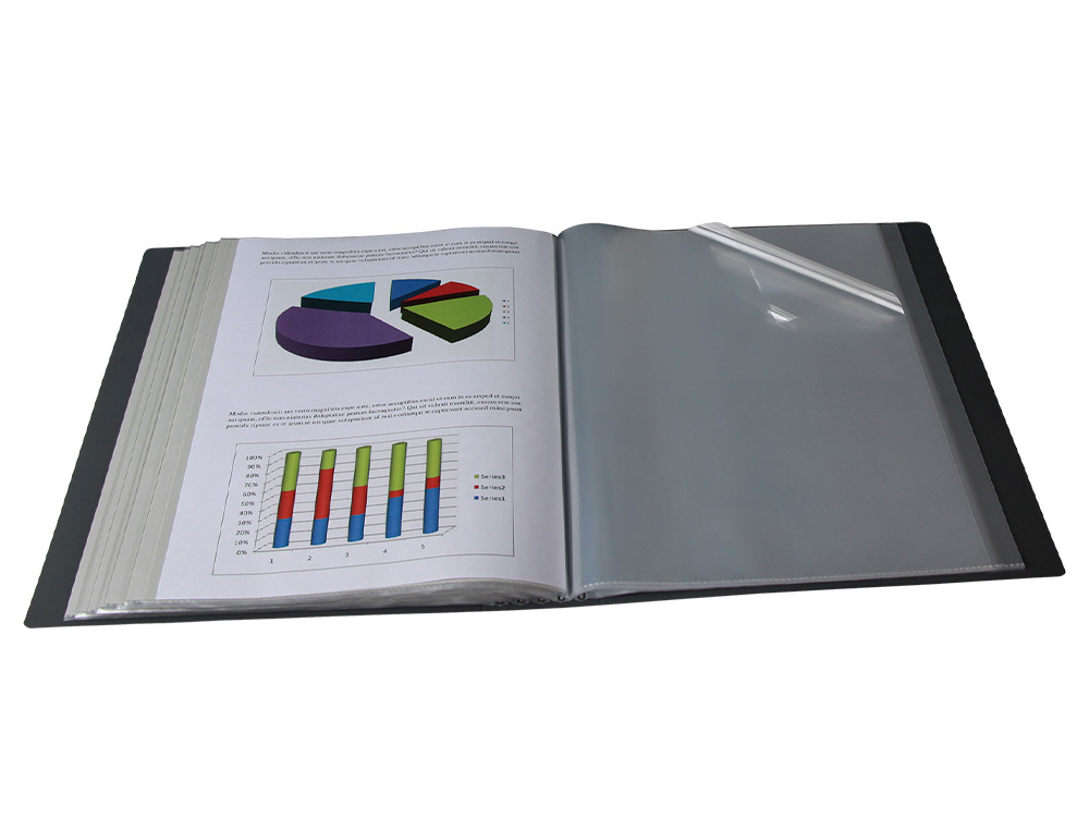 CARPETA LIDERPAPEL 30 FUNDAS CANGURO PP DIN A4 NEGRO OPACO PORTADA Y LOMO PERSONALIZABLE