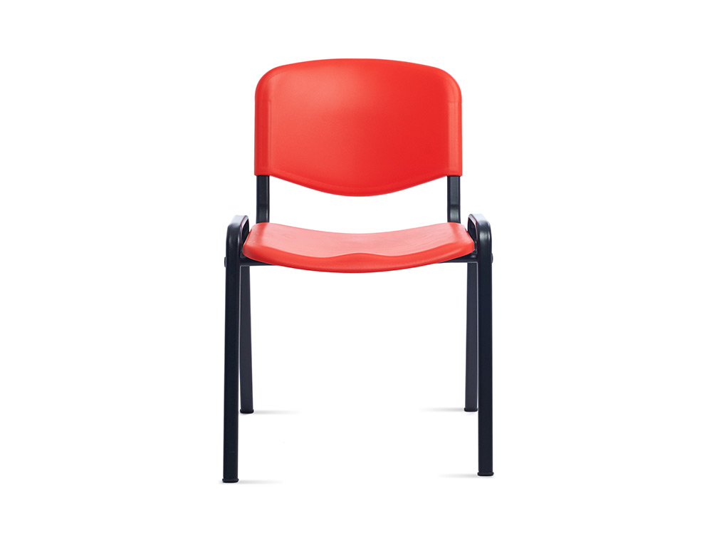 SILLA ROCADA CONFIDENTE ESTRUCTURA METALICA RESPALDO Y ASIENTO EN POLIMERO COLOR ROJO