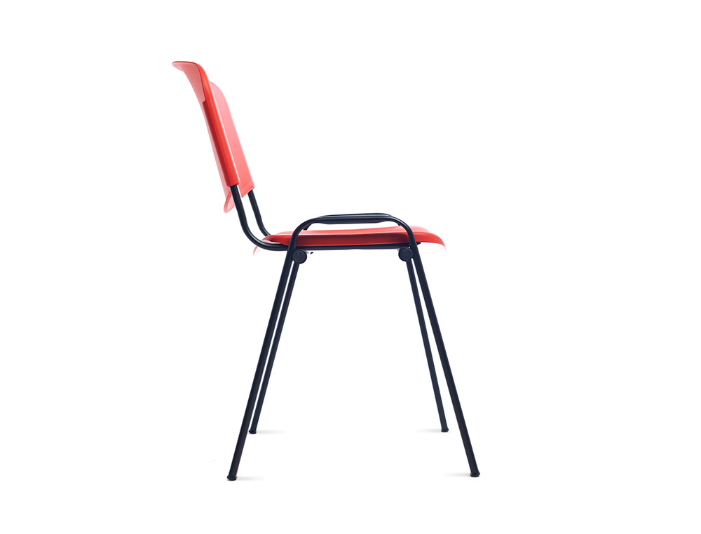 SILLA ROCADA CONFIDENTE ESTRUCTURA METALICA RESPALDO Y ASIENTO EN POLIMERO COLOR ROJO
