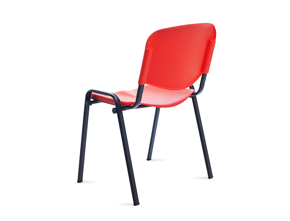 SILLA ROCADA CONFIDENTE ESTRUCTURA METALICA RESPALDO Y ASIENTO EN POLIMERO COLOR ROJO