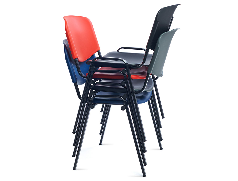SILLA ROCADA CONFIDENTE ESTRUCTURA METALICA RESPALDO Y ASIENTO EN POLIMERO COLOR ROJO