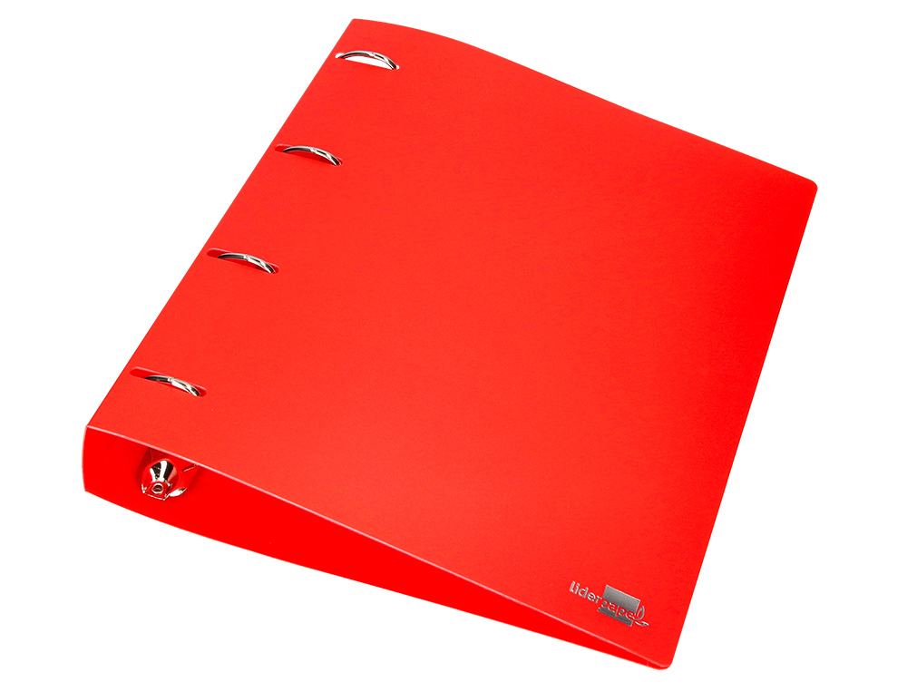 CARPETA LIDERPAPEL 4 ANILLAS MIXTAS 40 MM POLIPROPILENO DIN A4 ROJO TRANSLUCIDO