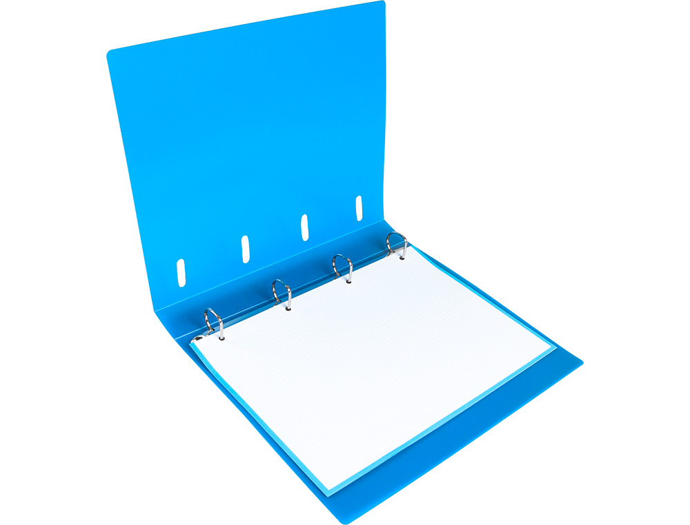 CARPETA CON RECAMBIO LIDERPAPEL A4 CUADRO 5MM 100 HOJAS 80G POLIPROPILENO 4 ANILLAS 40MM AZUL TRANSLUCIDO