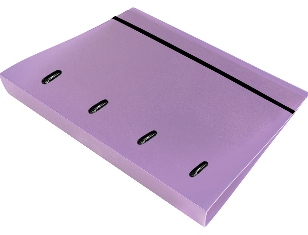 CARPETA CON RECAMBIO LIDERPAPEL A4 CUADRO 5MM 100 HOJAS 80G POLIPROPILENO 4 ANILLAS 40MM LAVANDA OPACO