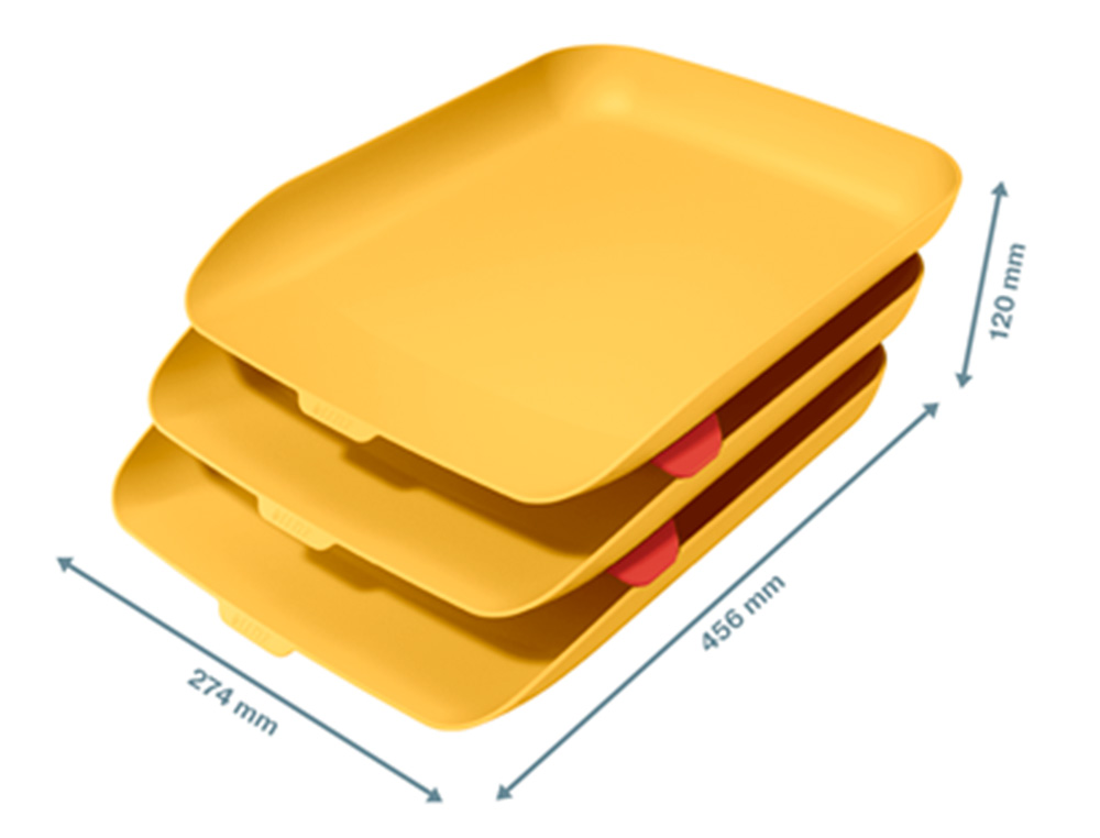 BANDEJA SOBREMESA PLASTICO LEITZ COSY SET DE 3 UNIDADES AMARILLO 274X120X456 MM