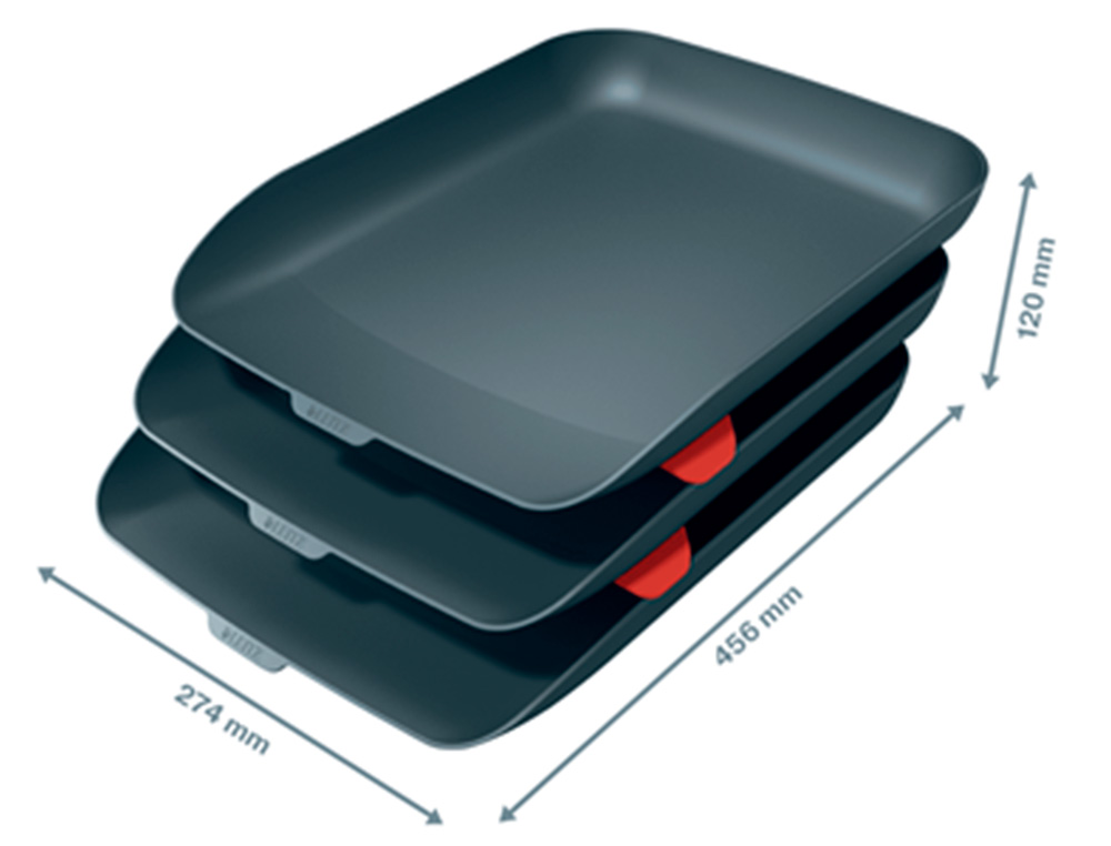 BANDEJA SOBREMESA PLASTICO LEITZ COSY SET DE 3 UNIDADES GRIS 274X120X456 MM