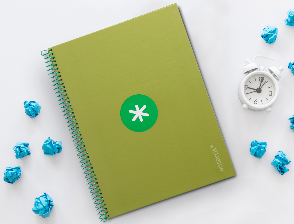 CUADERNO ESPIRAL A4 MICRO ANTARTIK TAPA FORRADA80H 90 GR HORIZONTAL 1 BANDA 4 TALADROS COLOR VERDE