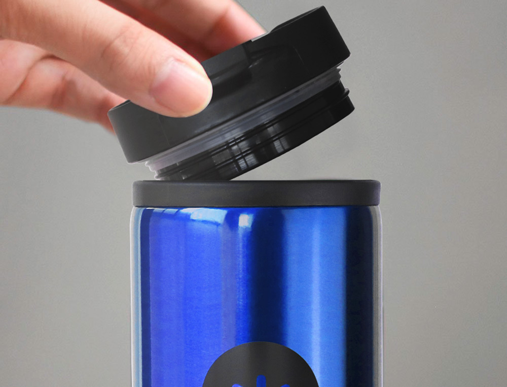 VASO ANTARTIK ACERO INOXIDABLE CON TAPA DOSIFICADOR DE SEGURIDAD Y BASE ACOLCHADA 290 ML COLOR AZUL