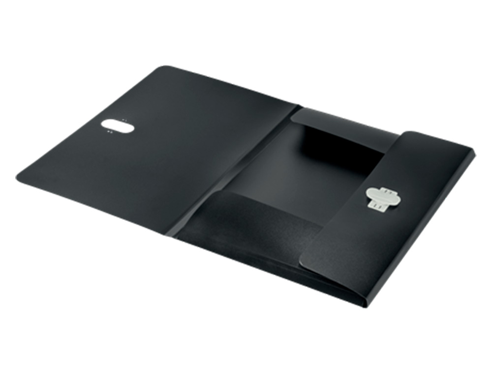 CARPETA LEITZ RECYCLE GOMAS TRES SOLAPAS DIN A4 POLIPROPILENO NEGRO