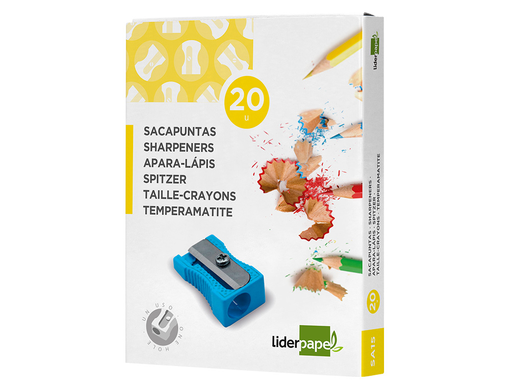SACAPUNTAS LIDERPAPEL METALICO CUA 1 USO COLOR AZUL