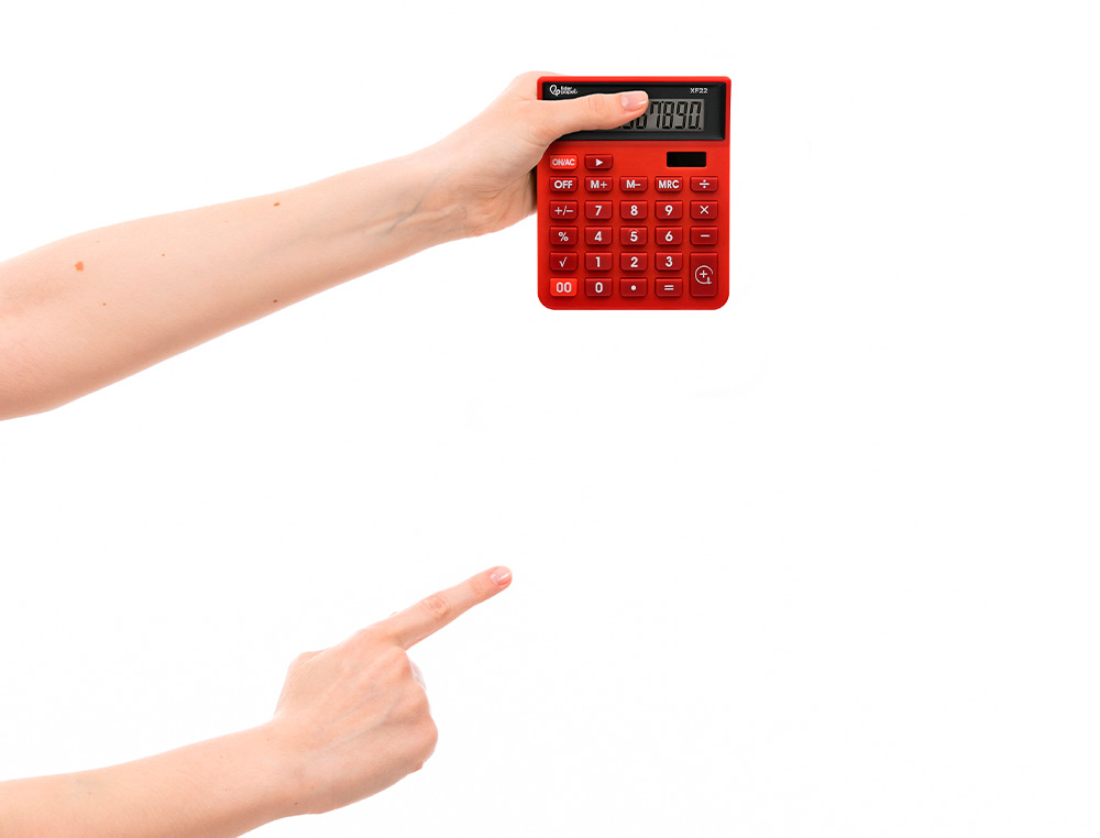 CALCULADORA LIDERPAPEL SOBREMESA XF22 10 DIGITOS SOLAR Y PILAS COLOR ROJO 127X105X24 MM