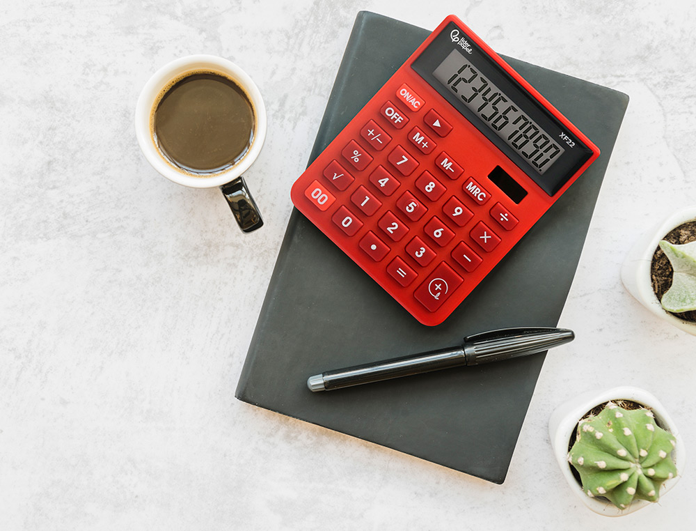 CALCULADORA LIDERPAPEL SOBREMESA XF22 10 DIGITOS SOLAR Y PILAS COLOR ROJO 127X105X24 MM
