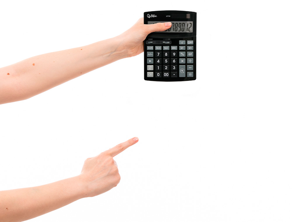 CALCULADORA LIDERPAPEL SOBREMESA XF30 12 DIGITOS TASAS SOLAR Y PILAS COLOR NEGRO 190X140X30 MM