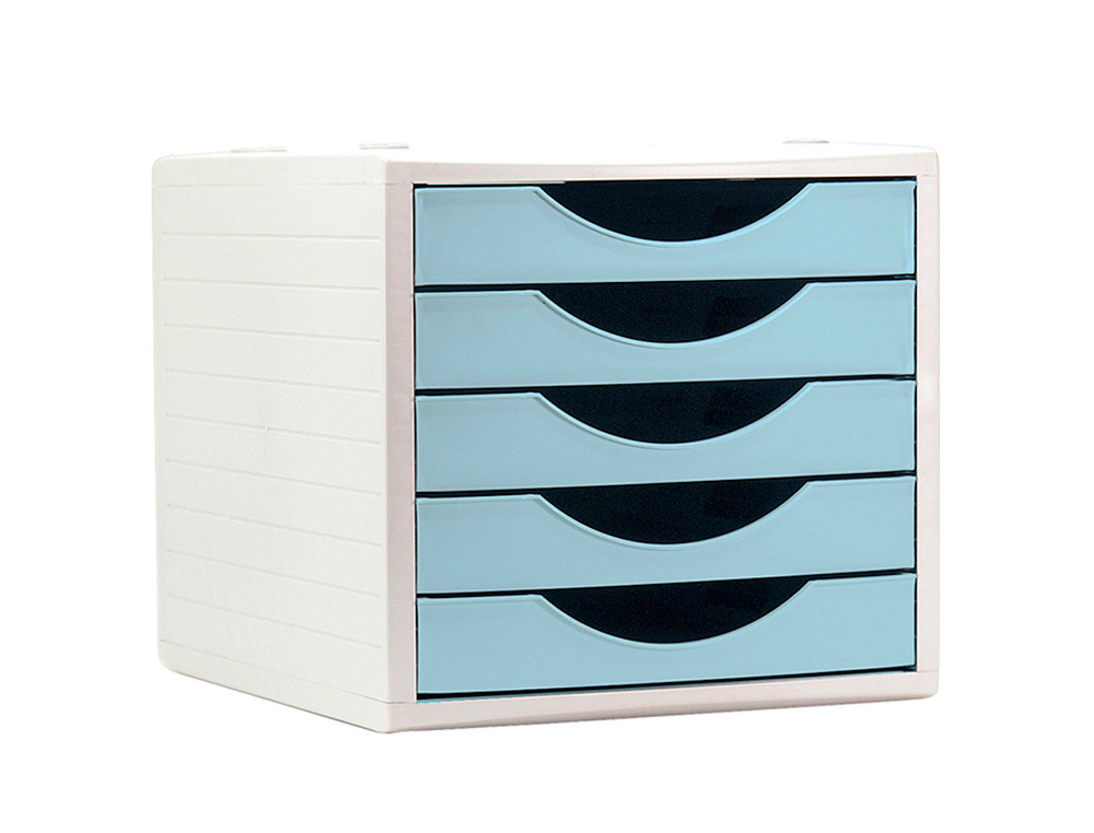 FICHERO CAJONES DE SOBREMESA ARCHIVO 2000 5 CAJONES COLOR AZUL PASTEL 270X340X260 MM