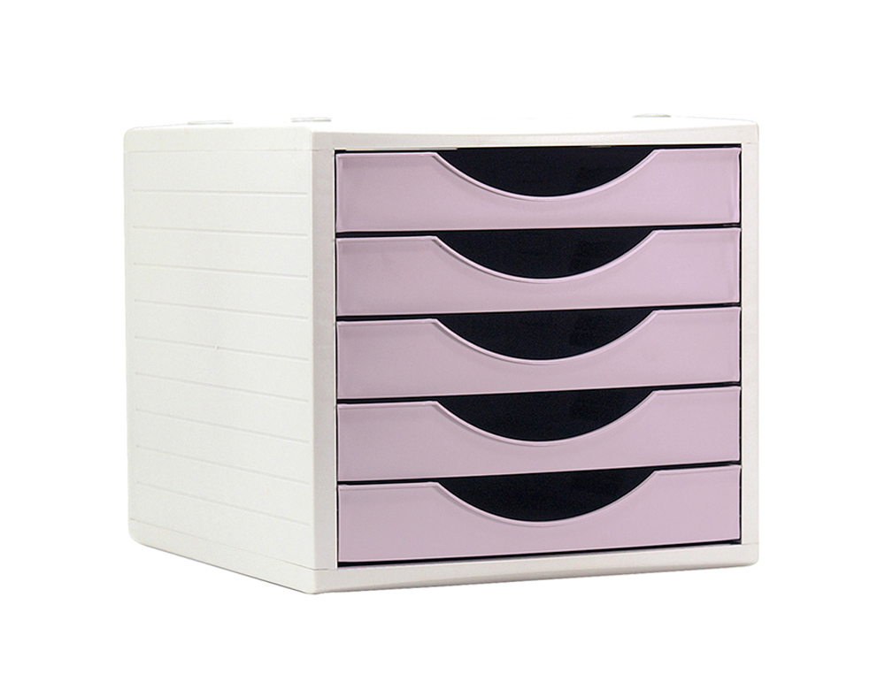 FICHERO CAJONES DE SOBREMESA ARCHIVO 2000 5 CAJONES COLOR ROSA PASTEL 270X340X260 MM