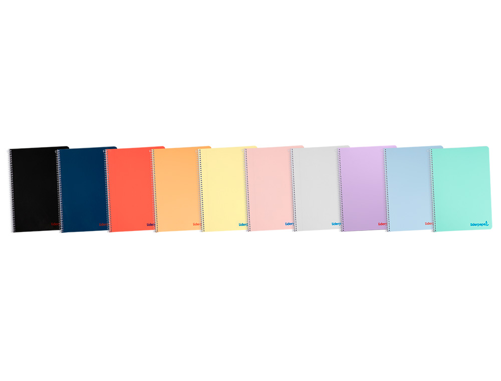 CUADERNO ESPIRAL LIDERPAPEL A5 WONDER TAPA PLASTICO 80H 90GR CUADRO 5MM CON MARGEN COLORES SURTIDOS