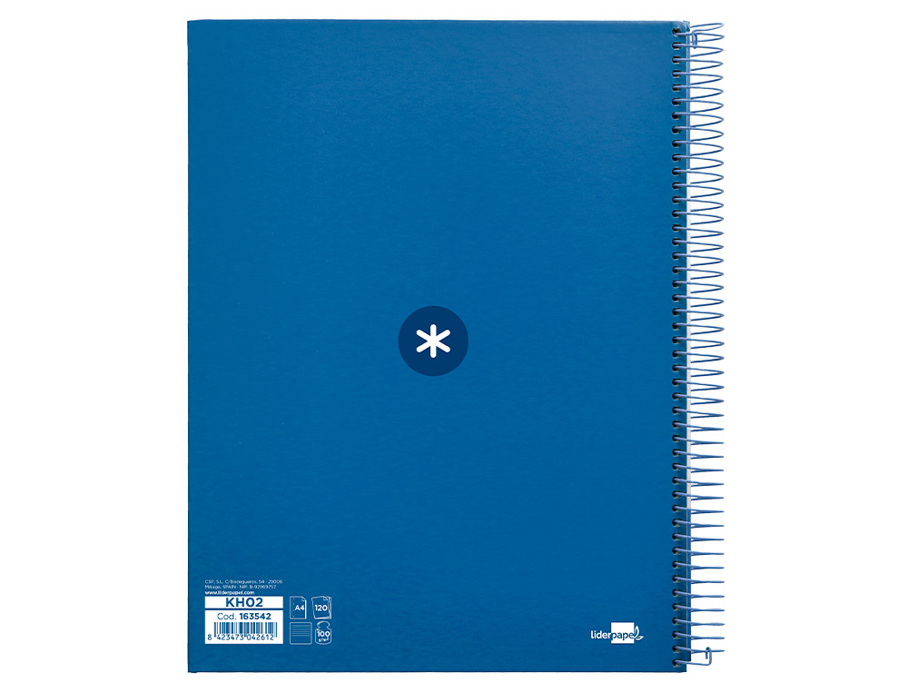 CUADERNO ESPIRAL A4 MICRO ANTARTIK TAPA FORRADA 120H 90 GR HORIZONTAL 5 BANDAS 4 TALADROS COLOR AZUL OSCURO