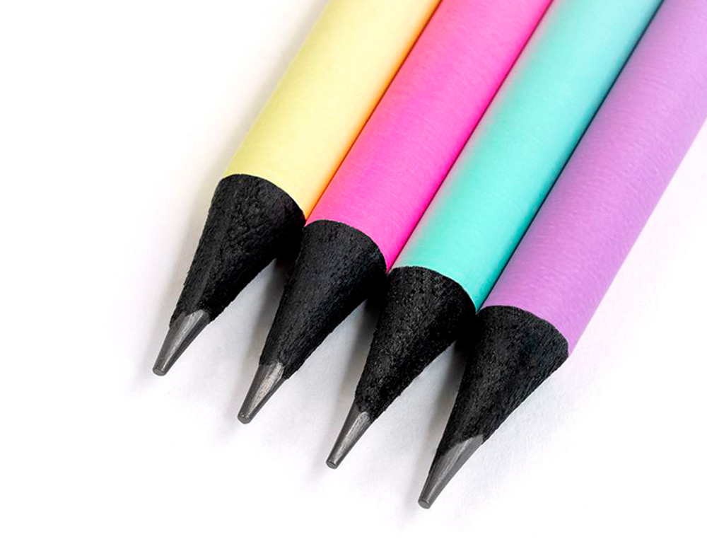 LAPICES DE GRAFITO MILAN SUNSET HB MADERA NEGRA DE TILO CON GOMA DE BORRAR COLORES SURTIDOS