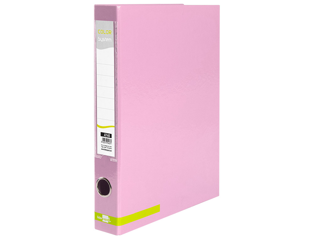 CARPETA DE 2 ANILLAS 25 MM MIXTAS LIDERPAPEL A4 FORRADO COLOR SYSTEM CON OLLAO Y TARJETERO ROSA
