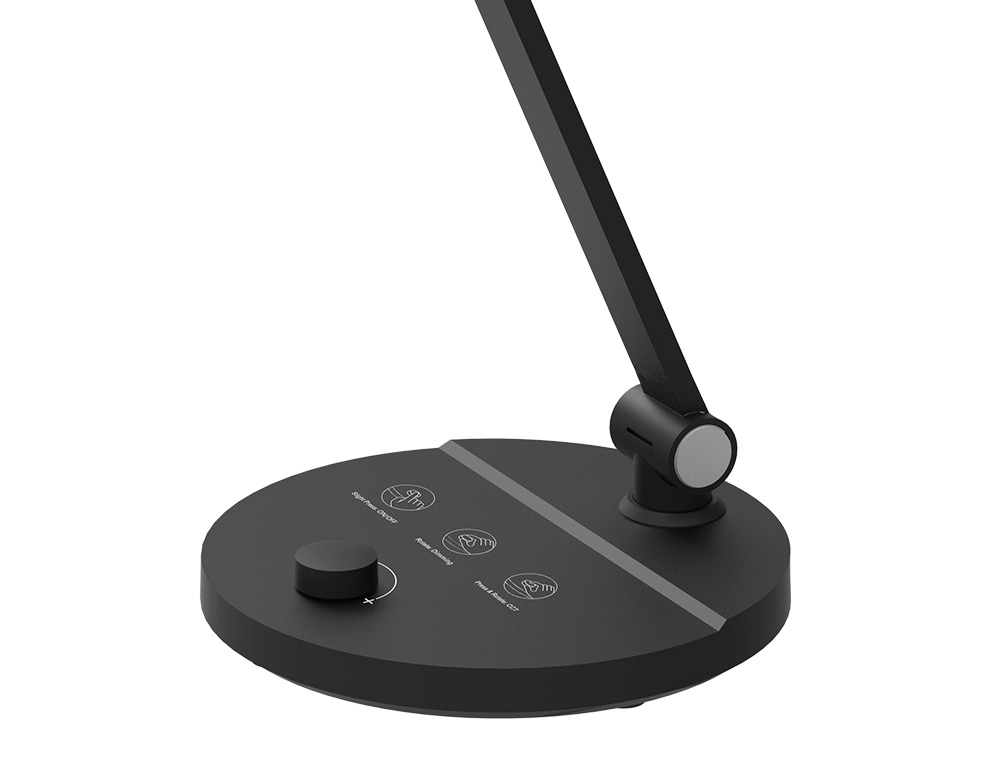 LAMPARA DE ESCRITORIO Q-CONNECT LED 7W 500 LM BRILLO REGULABLE 3 NIVELES CABEZA Y BRAZO ORIENTABLE NEGRO