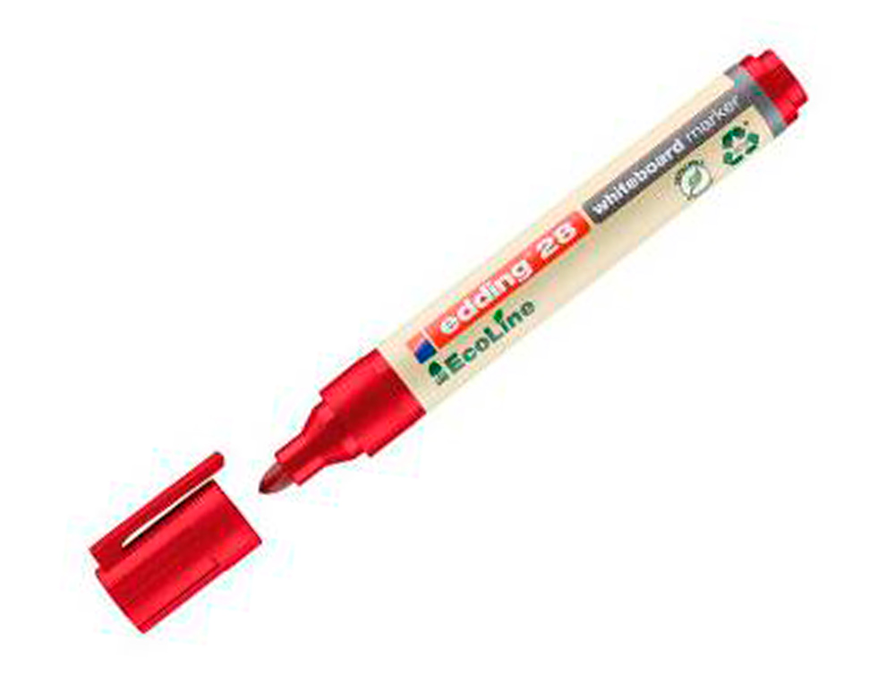 ROTULADOR EDDING 28 PARA PIZARRA BLANCA ECOLINE 90% RECICLADO COLOR ROJO PUNTA REDONDA 1,5-3 MM RECARGABLE