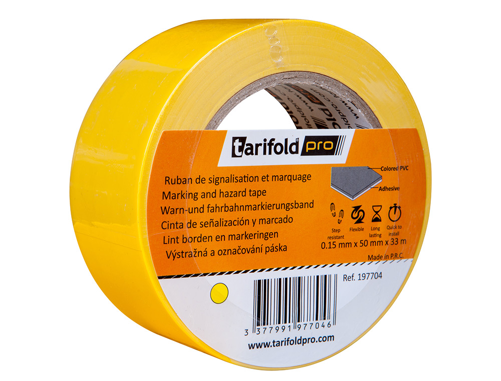CINTA ADHESIVA DJOIS PARA MARCAJE Y SEALIZACION DE SUELO 33 MT X 50 MM COLOR AMARILLO