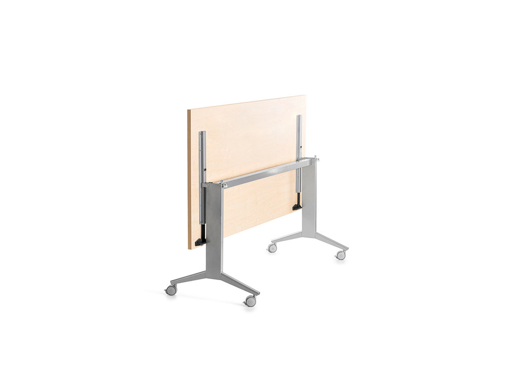 MESA DE OFICINA ROCADA 160X80CM CON TABLERO ABATIBLE 90 ACABADO FD01 ALUMINIO/HAYA