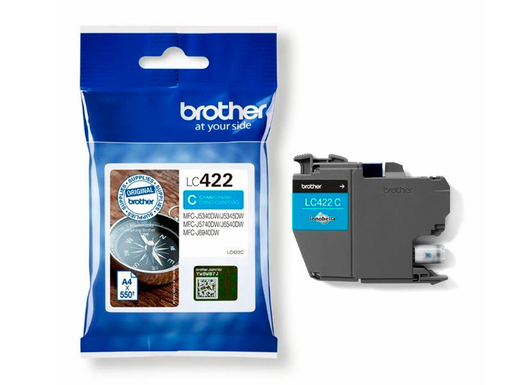 INK-JET BROTHER LC-422C CYAN MFC-J5340DW / MFC-J5740DW / MFC-J6540DW / MFC-J6940DW 550 PAGINAS