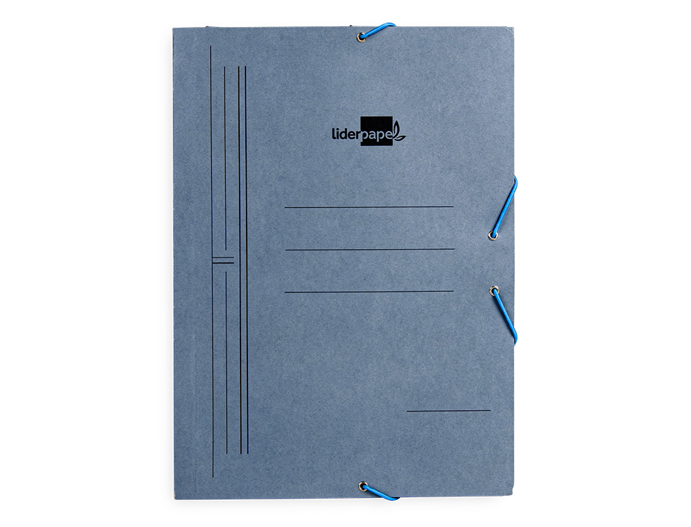 CARPETA LIDERPAPEL GOMAS TRES SOLAPAS CARTON PINTADO 410 GR FOLIO COLOR AZUL