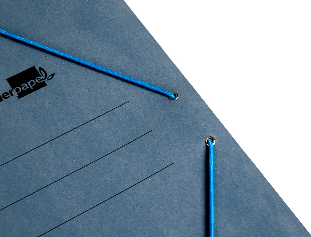 CARPETA LIDERPAPEL GOMAS TRES SOLAPAS CARTON PINTADO 410 GR FOLIO COLOR AZUL